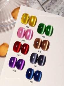 1瓶10毫升玉蓝色猫眼凝胶指甲油，2024春夏玻璃珠千禧缎面水晶猫眼护理沙龙专业 - 藍色 - 查看 4