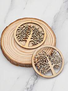 10 件 DIY 圆形木制树形悬挂装饰、家居装饰、房间装饰、墙壁装饰 - 卡其色 - 查看 4