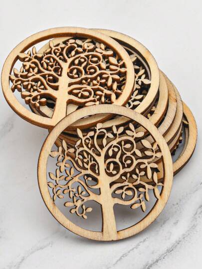 10pcs Diy Round Wooden Tree Shaped Hanging Decoration,Home Decor ,Room Decor,Wall Decor Gifts Birthday Graduation