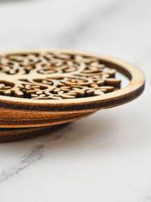 10 件 DIY 圆形木制树形悬挂装饰、家居装饰、房间装饰、墙壁装饰 - 卡其色 - 查看 5