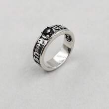 Anillo Innovador 'hasta Que La Muerte Nos Separe' Con Cráneo Incrustado Con Pedrería, Joyería Masculina Estilo Punk Europeo Y Americano