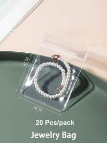 1入組首飾收納袋透明防塵密封小袋適用於耳環,環,手鍊,項鍊和其他配件 - 無色 - 查看 11