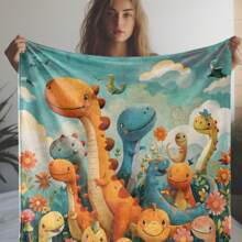 1件絨面印花毯,溫暖柔軟舒適毯子,適用於沙發床車辦公室露營旅行,四季適用的禮物毯 - 彩色 - 查看 3