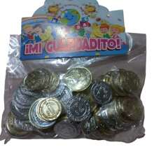 bolsa con 80 moneditas de plastico juguete didactico aprende a contar matematicas niños moneda mexicana - Dorado - Ver 1