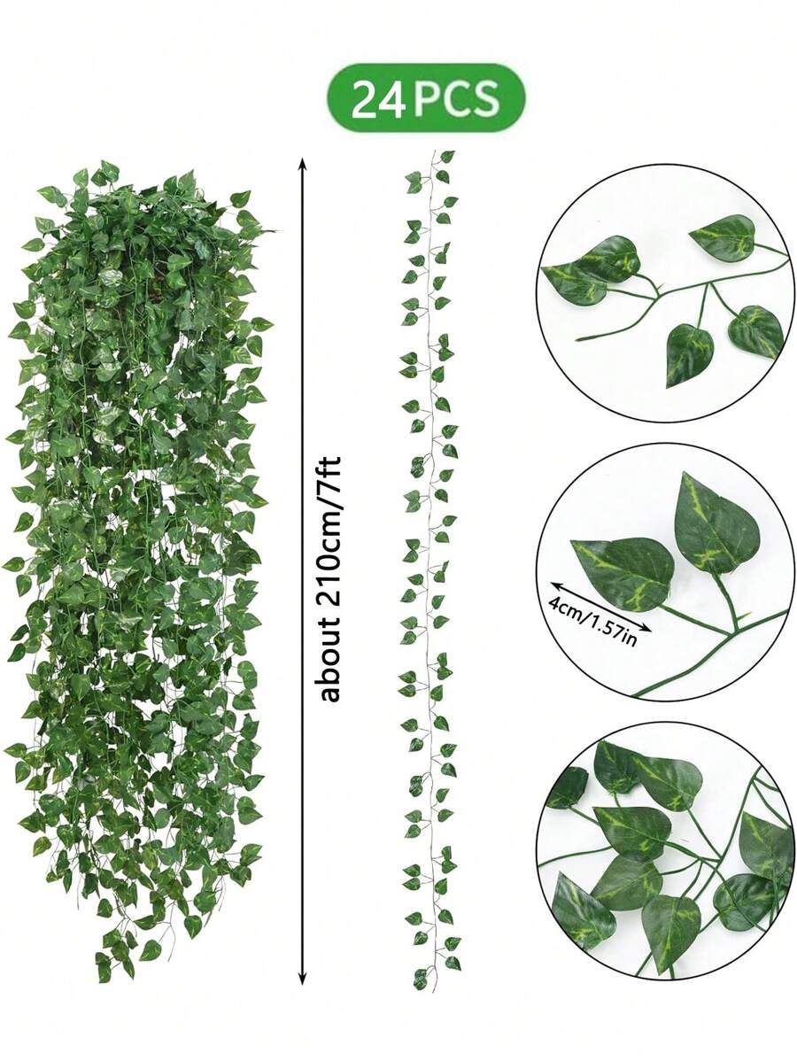 24 Pcs 168ft Artificial Ivy Greenery Garland, Fake Vines Hanging Plants