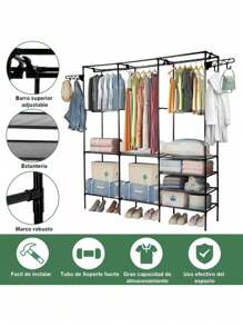 Rack Armable Perchero Piso Organizador Ropa Colgador Closet FOUND HOME FHM_RP-01 - Negro - Ver 6