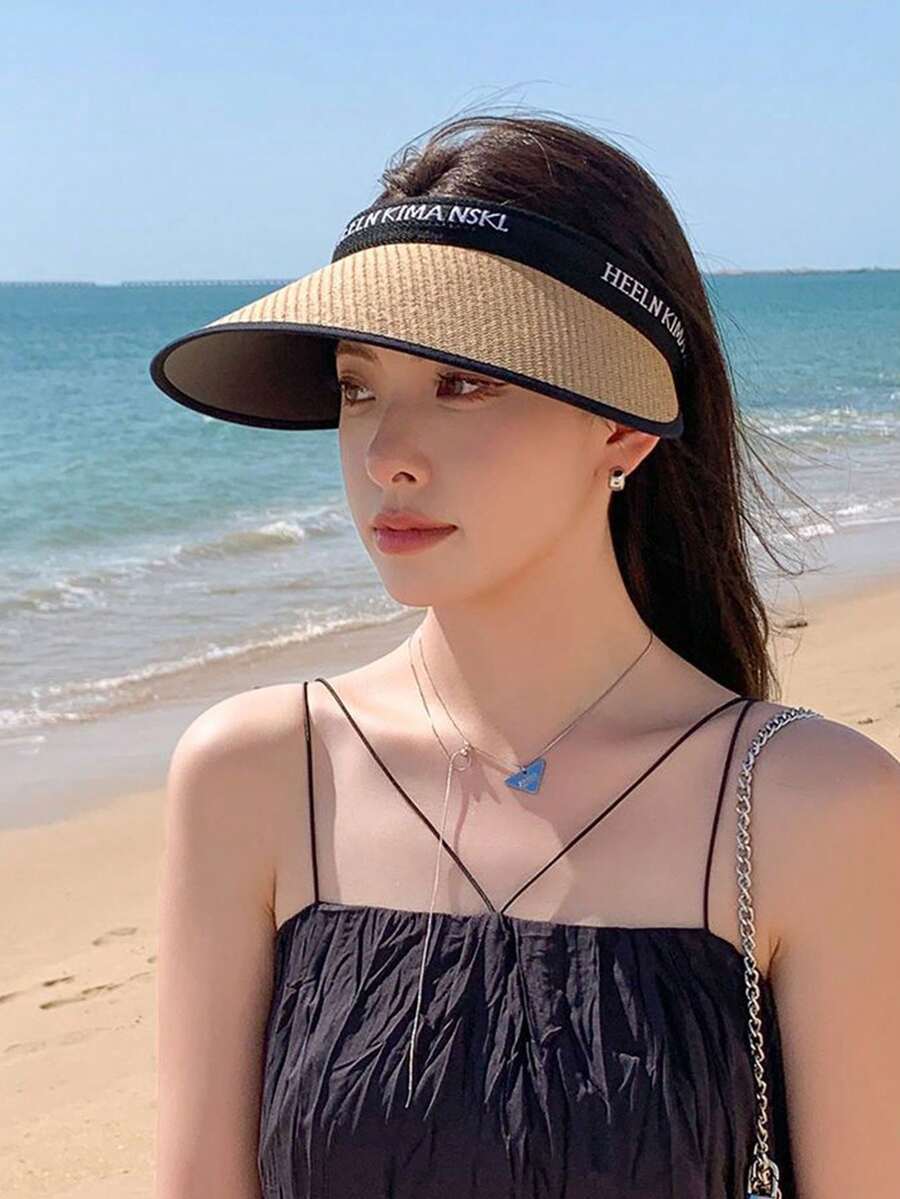 1入夏季戶外遮陽帽，乙烯基寬邊帽，防曬防UV帽 - 均碼 - 查看 1