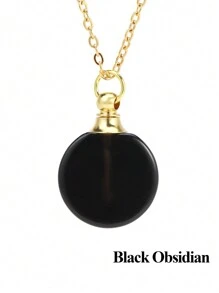 1 Miếng Vàng Màu sắc Tròn Hình dạng Pha lê Chai Nước hoa Dây chuyền Đối với phụ nữ Cô gái Nam Rock Pha lê Thạch anh hồng Thạch anh tím Đá tự nhiên Vật rủ xuống Tinh dầu Đồ treo Thép không gỉ Hộp Chuỗi - Vòng cổ - Xem 17