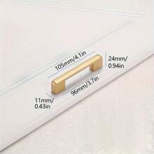 1pc Simple Matte Golden Cabinet Handle, Solid Aluminum Alloy Kitchen Cupboard Pulls Drawer Knobs Furniture Handle, Furniture Hardware With Screws - Gold - View 13