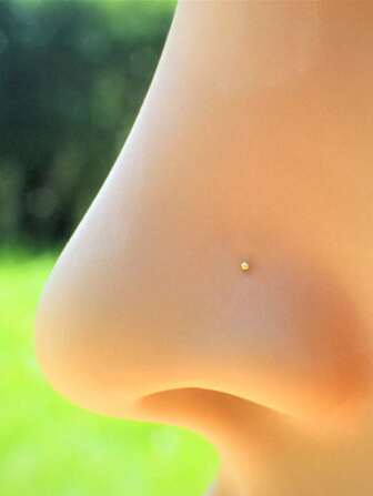 12个/包 迷你设计 1毫米球形鼻钉 925纯银鼻钉 骨形鼻饰 24G 0.5毫米银针