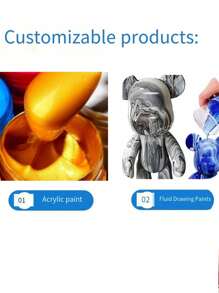 銀色丙烯顏料、佛光金顏料、金色小顏料、銀色金屬色顏料,適用於牆面繪畫 - 銀色 - 查看 10