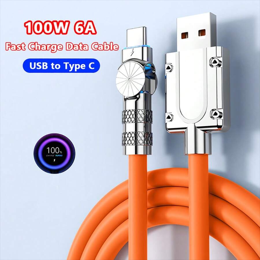 100W 6A USB-C Fast Charging Cable USB A To USB C Cable For Playing Game Liquid Silicone Compatible With Samsung Galaxy S23 S22 Xiaomi14pro Redmi 13C HuaweiP40 OPPO Oneplus VIVO Android Tablets, Laptops Phone Accessories Charger USB Type C Data Transfer Cord Compatible With IPhone 16, 16 Pro Max, 15, 15 Plus, 15 Pro, 15 Pro Max, Compatible With Xiaomi, Compatible With OnePlus 90 Degree Right Angle Nan
