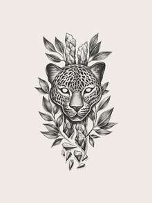 STARTTOOS 大面積黑色臨時紋身貼紙,有老虎、獅子、動物和花卉圖案,適用於手臂、胸部、腹部、背部和身體各部位 - 黑色 - 查看 15