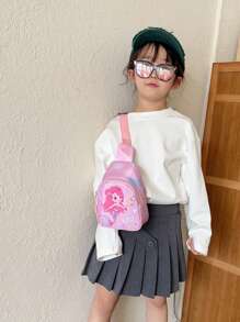 1個年輕女孩尼龍卡通美人魚迷你斜挎胸包,拉鍊關閉式,適合日常使用