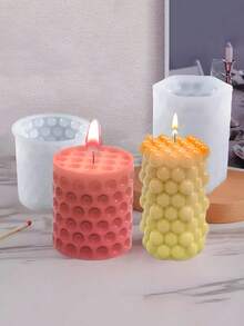 Molde de silicona para hacer velas en forma de cubo de burbujas hexagonal cilíndrico para yeso, cemento, resina epoxi, decoración del hogar DIY - molde de silicona blanco - Ver 4