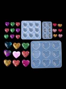 1 件心形树脂模具钥匙扣饰品模具硅胶心形环氧模具心形铸造首饰模具用于钥匙扣首饰吊坠工艺制作 - 無色 - 查看 10