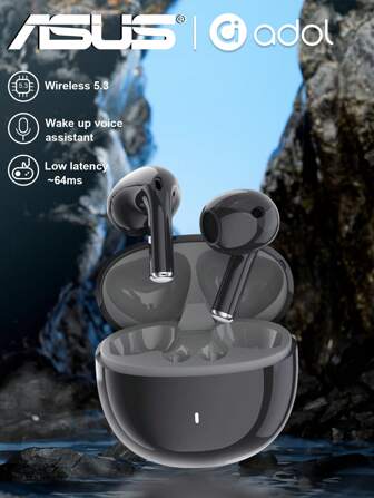 ASUS 华硕 AS-UI 无线耳塞带麦克风半入耳式防噪音耳机带麦克风耳罩式耳机兼容 /Android/iOS