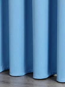 1pc Light-Blocking Ring Top Curtain, Noise-Reducing And Privacy-Protecting Curtain Panel, Blue With Insulated Liner And Rod Pocket, Solid Color Thermal Insulated For Bedroom And Living Room Darkening, Modern Style, Made Of Polyester Fiber. - Blue - View 6