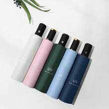 1pc Solid Color Windproof And Waterproof Folding Automatic Or Manual Travel Umbrella Automatic Umbrella, Three-Fold Sun And Rain Sunshade And UV Protection Umbrella,Spring Summer Picks,Brides Maid Gifts,Room,Bedroom Decor,Beach,Travel,For Men,For Women,Vacationbeach,Summer,Vacation,Holiday,Travel Essential,Going Out Tops,Household Items - Multicolor - View 4