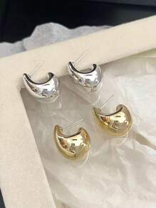 4 件/套金银不对称水滴耳环，欧美风格，简约几何，亚克力，适合日常休闲佩戴 - 彩色 - 查看 3