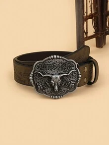 1只男式休閒彈性腰帶,時尚花卉復古設計 - 彩色 - 查看 8