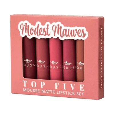 Labiales Top Five Mousse Matte Italia Deluxe Original  (Kit de 5 Piezas Mate x Cajita)