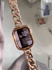Huastonband 2 件电镀 PC 硬质材料防撞防刮手表边框，玫瑰金/黑色/银色/金色，兼容金属表带，可调节适用于 Ultra 2 1 SE S9 8 7 6 5 4 3 2 1 系列，38mm 40mm 41mm 42mm 44mm 45mm 49mm 智能手表替换表带，男女通用 - 玫瑰金 - 查看 8