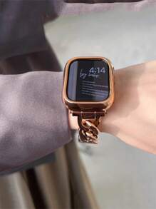 Huastonband 2 件电镀 PC 硬质材料防撞防刮手表边框，玫瑰金/黑色/银色/金色，兼容金属表带，可调节适用于 Ultra 2 1 SE S9 8 7 6 5 4 3 2 1 系列，38mm 40mm 41mm 42mm 44mm 45mm 49mm 智能手表替换表带，男女通用 - 玫瑰金 - 查看 5