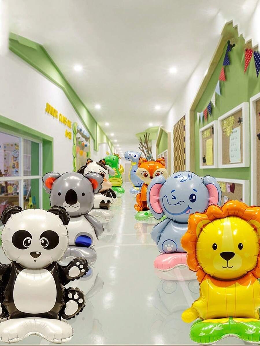 8 bóng bay đế hình động vật hoạt hình dùng để trang trí tiệc sinh nhật theo chủ đề rừng rậm - Nhiều màu - Xem 1