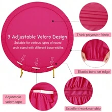Round Wedding Arch Cover For Circle Arch Stand, Thick Polyester Fabric Adjustable Circle Arch Backdrop Cover For Wedding Birthday Party Shower Photography Decoration Valentine's Day (Not Inclue Circle Stand) - 玫紅色 - 查看 6