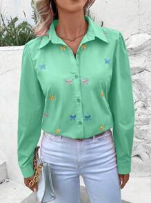 Women Blouses - Màu xanh Bạc hà - Xem 3