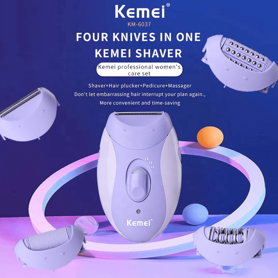 Kemei Kemei KM-6037 Rechargeable Women's Bikini Trimmer | All-Over Body Hair Removal Machine, Electric Shaver & Razor For Precise & Gentle Skin