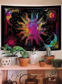 1 Stück Wandteppich mit Sonne und Mond Götter Muster, moderner Stil Wandbehang aus Polyester für Wohnzimmer und Schlafzimmer, Flagge für Zimmer, Zimmer Dekoration, Wandteppich, Wanddekoration, Wandkunst, Zimmer Accessoires, Fahnen für Zimmer, Heimdekoration, Wandteppich - Verschiedenfarbig - Übersicht 5