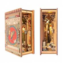 1Set DIY Book Nook Kit Booknook 3D Puzzle Wooden Miniature House Set Bookshelf With LED Light Model Kits Insert Decor Diorama Birthday Gift - Multicolor - View 13