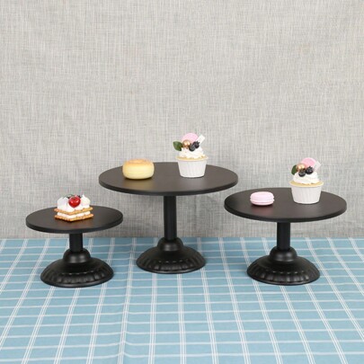 1pc Black Wrought Iron Cake Stand Dessert Tray Afternoon Tea Birthday Party Home Party Display Stand Fruit Plate