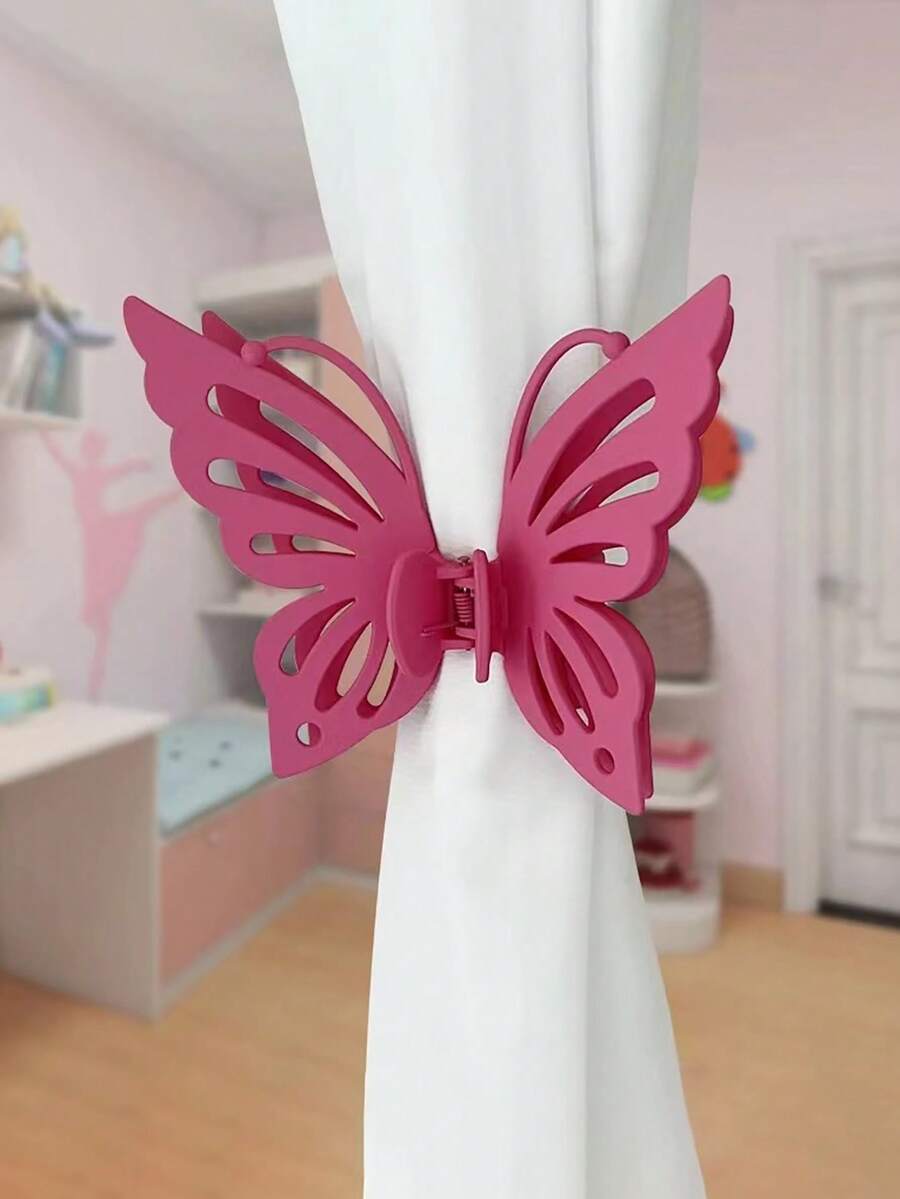 1pc Pink Butterfly Shaped Curtain Buckle For Girl's Bedroom Soft Decoration - Pink - View 1