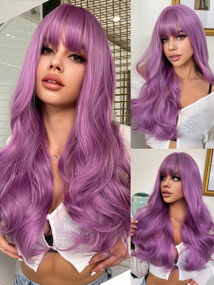 Gorgeous violet Wig With Bangs - The Perfect Christmas Gift! - Purple - View 1