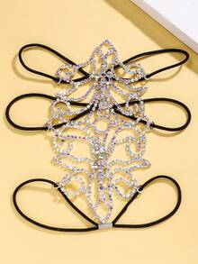 STONEFANS 1pc Silver Rhinestone Elastic Leg Chain Bohemian Style Sexy Thigh Chain With Colorful Stones - Silver - View 3