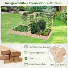 Flower Box With Trellis, Raised Bed With 3 Trellises, Planter Box With Climbing Support, Garden Bed Garden Trellis Made Of Fir Wood, For Climbing Plants (222 X 114 X 110 Cm) - Beige - View 5