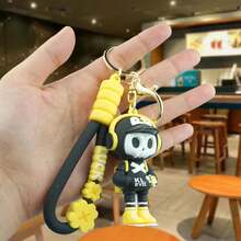 1 pièce Porte-clés de poupée en caoutchouc souple PVC avec visage de dessin animé mignon unisexe. Idées de cadeaux pour fête, anniversaire, Halloween, Noël. Accessoires de sac, porte-badges, accessoires de voiture.