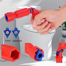 1pc Adjustable Rotatable Toilet Seat Wrench - Household Toilet Screw Installation & Repair Tool - Red - View 2