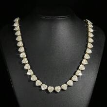 1 pieza Collar de cadena con corazón enjoyado de lujo y exquisito en estilo hip-hop - amar - Ver 2