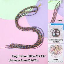 [ 110 件套 ] 10 件儿童编织彩色绳、女孩编织头带、辫子头带、节日表演彩色头带、100 个小橡皮筋 - 彩色 - 查看 13