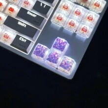 4pcs Tím Hình trái tim Lung linh Trong mờ ABS Nhựa Nắp bàn phím , Tương thích với Đồng hồ Động lực Bàn phím ( , R4 Chiều cao ) - Màu tím - Xem 5