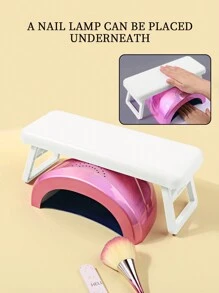 Nail Art Hand Pillow, Foldable Plastic Hand Pillow, Nail Salon Wrist Guard Holder, Dedicated Hand Pillow, Minimalist Style Tool Holder, Portable And Foldable(28*10.5cm) - White - View 3