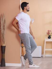 Calça Moletom Masculina Calça Moletom PLUS SIZE Elastico Skinny Slim Sport importado engrossado BOLSO COM ZIPER - Cinza - Visão 3
