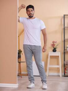 Calça Moletom Masculina Calça Moletom PLUS SIZE Elastico Skinny Slim Sport importado engrossado BOLSO COM ZIPER - Cinza - Visão 2