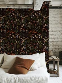 1 Roll Dark Night Forest Animal And Plant Wallpaper, Peel And Stick Waterproof Renovation Wallpaper, Removable Beautiful Wall Sticker, Home Decor, Wall Art, Wall Decor,Renovation Stickers Peel Wall Panels,Wall Paper, Wallpapers,Spring Decoration Items Refresh Your Home,Rama Decoration Stickers Gifts Birthday Graduation - Black - View 3