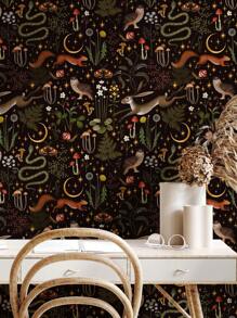 1 Roll Dark Night Forest Animal And Plant Wallpaper, Peel And Stick Waterproof Renovation Wallpaper, Removable Beautiful Wall Sticker, Home Decor, Wall Art, Wall Decor,Renovation Stickers Peel Wall Panels,Wall Paper, Wallpapers,Spring Decoration Items Refresh Your Home,Rama Decoration Stickers Gifts Birthday Graduation - Black - View 11