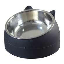 Tilted Stainless Steel Single Bowl Pet Feeder For Cats & Dogs - Promotes Healthy Digestion, Comfortable Feeding